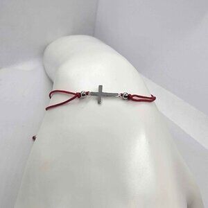 NEW Sterling Silver 925 Cross Design With Red String Bracelet